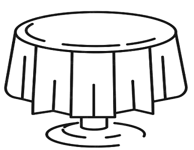 Round Table Cover - White/Black